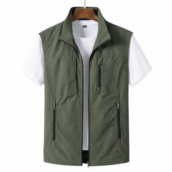 Męska lekka kamizelka z zamkiem błyskawicznym - nowoczesny styl i funkcjonalność – Zielony